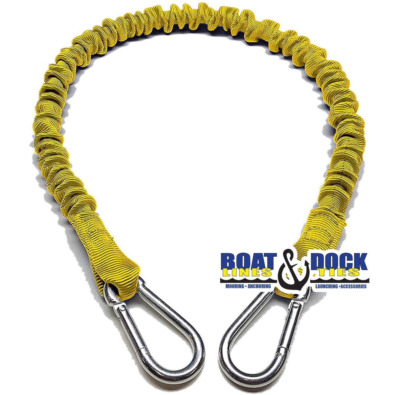Boat Dock Tie Bungee Cords,  2 Hooked Ends, UV Protected Bungee Cords - Set of 2 - Made in USA