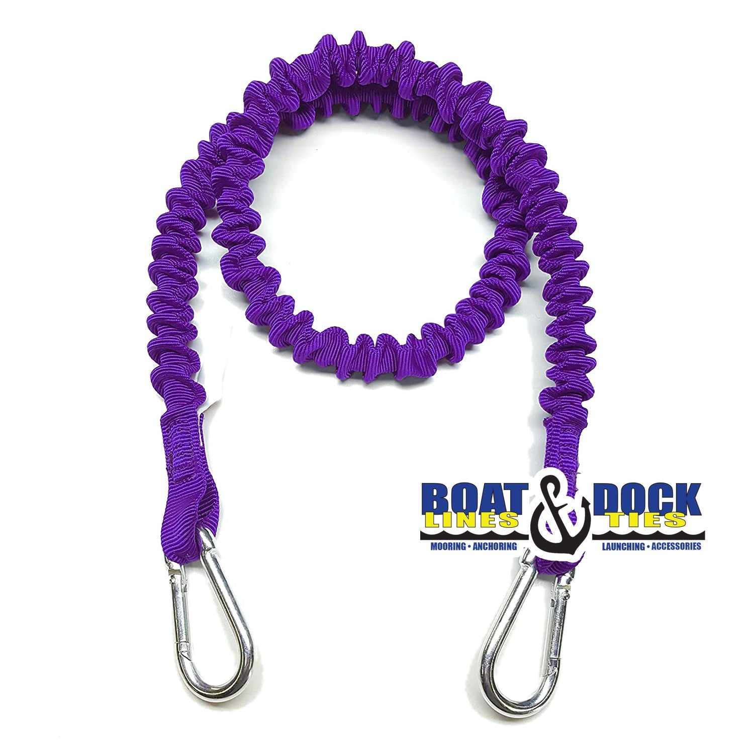 Boat Dock Tie Bungee Cords,  2 Hooked Ends, UV Protected Bungee Cords - Set of 2 - Made in USA