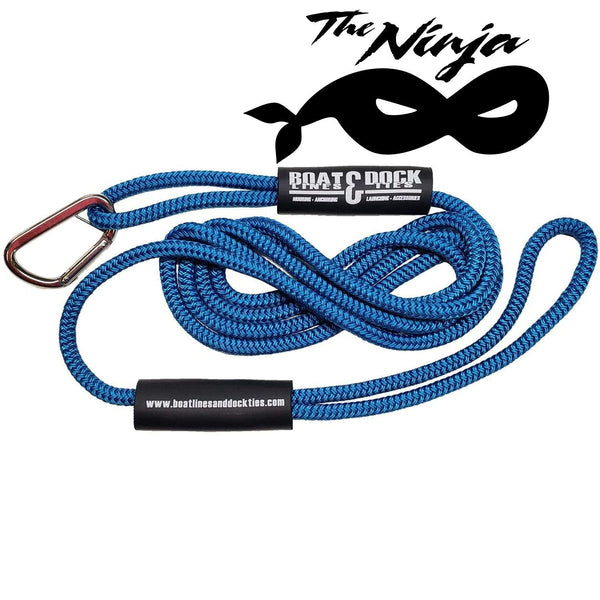 Boat Throw Rope- "The Ninja" Hook and Loop -Double Braided Nylon Rope, Stitched Loops and Floats